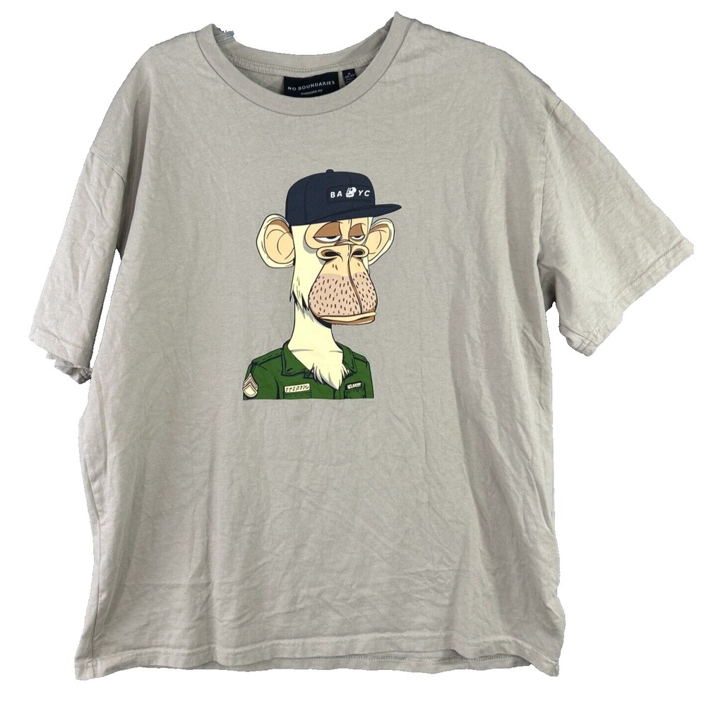 No Boundaries Oversized M BAYC Bored Ape Yacht Club US Army Tan Graphic T-Shirt